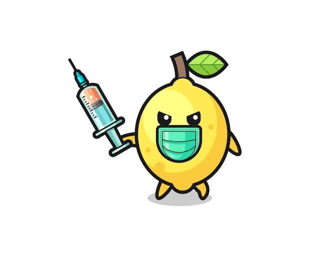 Illustration of the lemon to fight the virus cute design