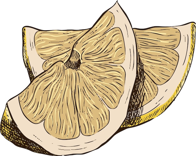 Illustration of lemon slices retro style