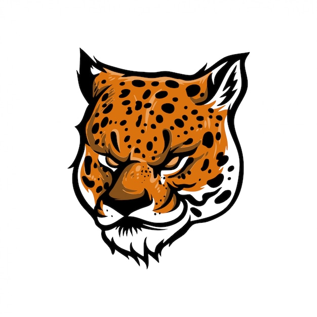 Illustrazione di leopardo o giaguaro testa per logo