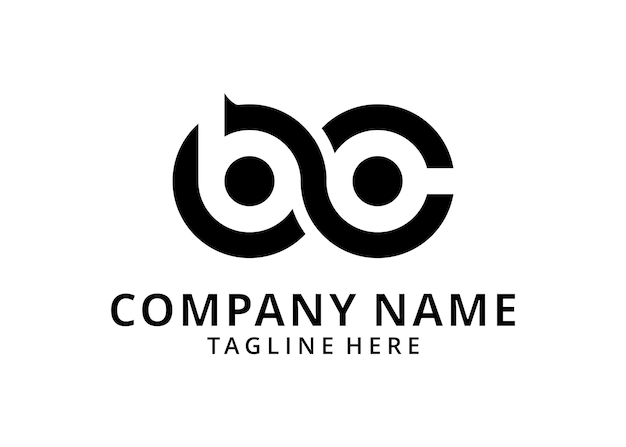 Illustration letter BC linked round black lowercase logo