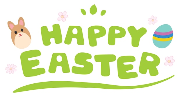 Illustration letter of happy easter and rabbit and egg.