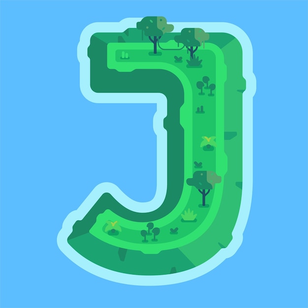 Illustration of the letter J in the form of an island
