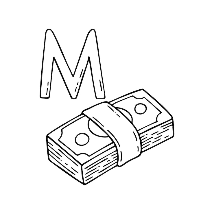 Vector マネーを意味する文字mのイラスト
