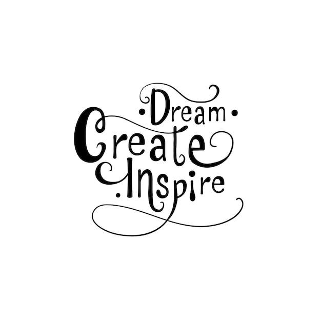 Vettore illustrazione di scritte nel vettore dream create inspire