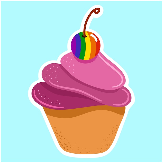 Illustration lgbt cupcake sticker