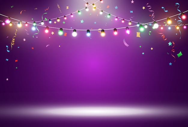 Illustration of a light garland on a transparent background.