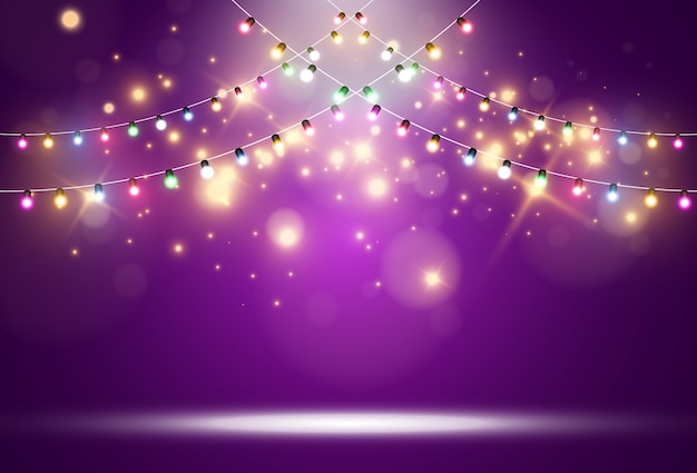 Vector illustration of a light garland on a transparent background.