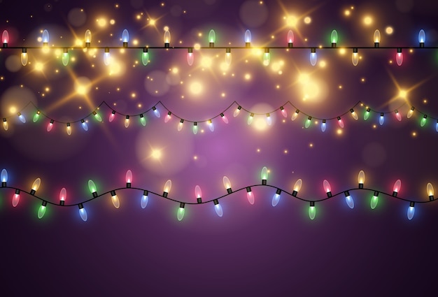 Illustration of a light garland on a transparent background.