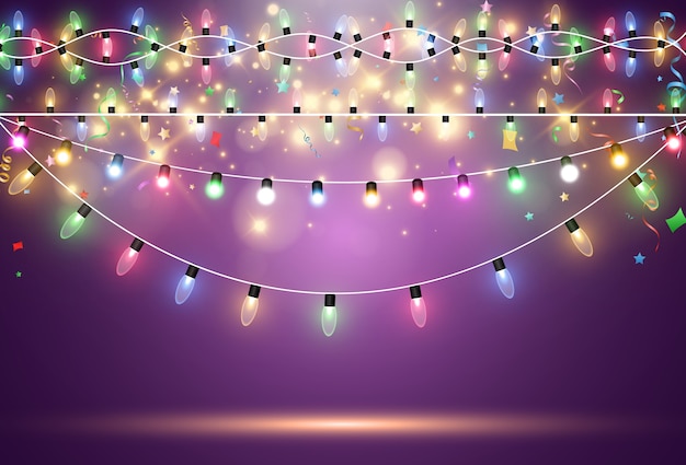 Illustration of a light garland on a transparent background.