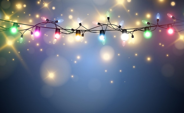 Vector illustration of a light garland on transparent