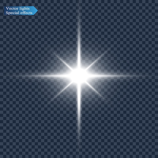 Vector illustration of the light of a star  for a beautiful image on a transparent background, with glare and beautiful shine