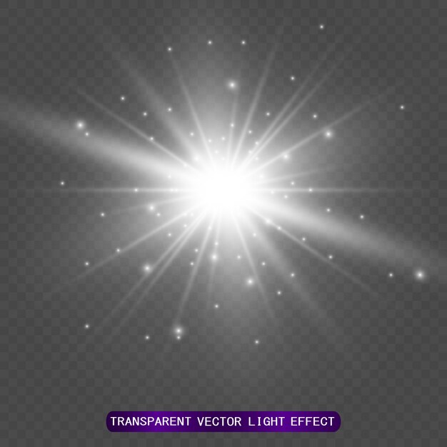 Illustration of the light of a star  for a beautiful image on a transparent background, with glare and beautiful shine