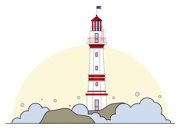 Illustrazione di un faro su uno sfondo trasparente