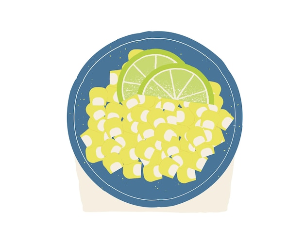 Illustration of lime on a plate Vector illustration in flat style