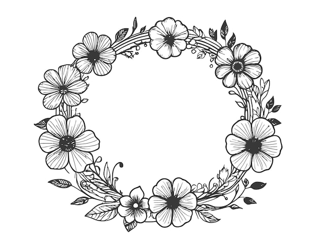 Illustration line art flower circular pattern