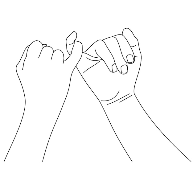 Premium Vector  Illustration line drawing a hand making promise as a  friendship concept loving couple holding hands