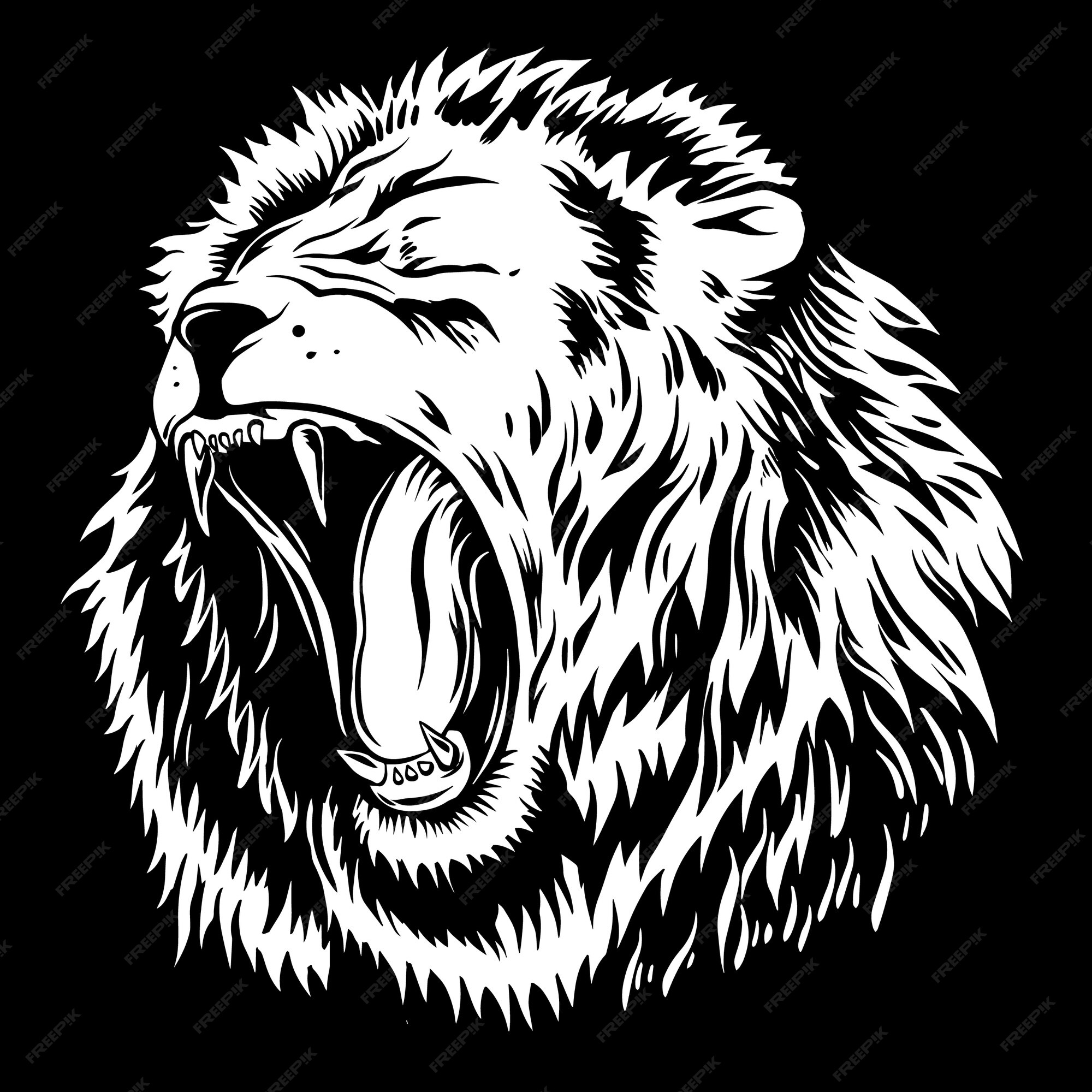 Premium Vector | Illustration of lion on black background