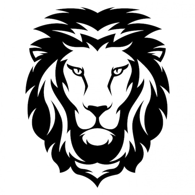 Vector illustration of lion with black and white style