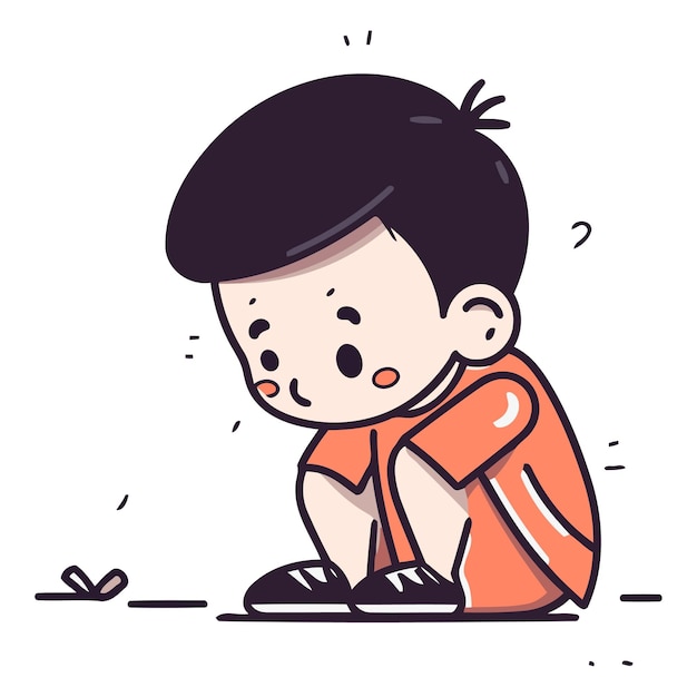 Vector illustration of a little boy crying in cartoon style