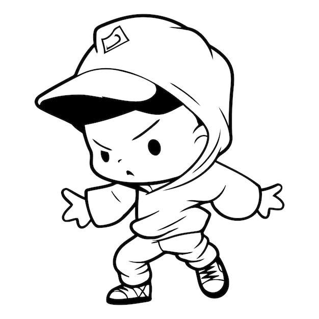 Illustration of a Little Boy Wearing a Cap and Posing