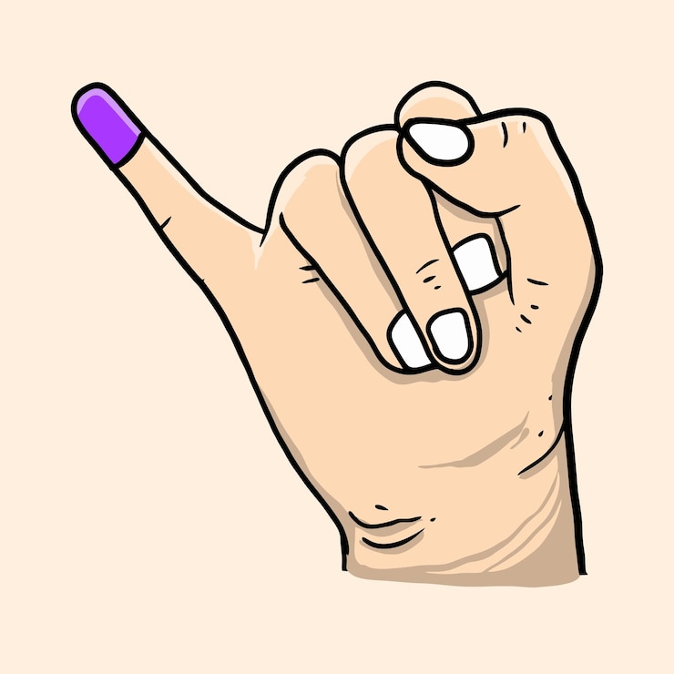 Vector illustration of the little finger in purple ink for the indonesian election