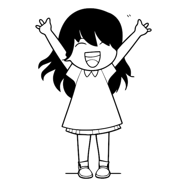 Illustration of a little girl raising her hands in the air