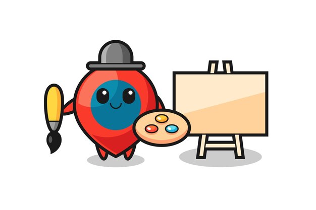 Vector illustration of location symbol mascot as a painter