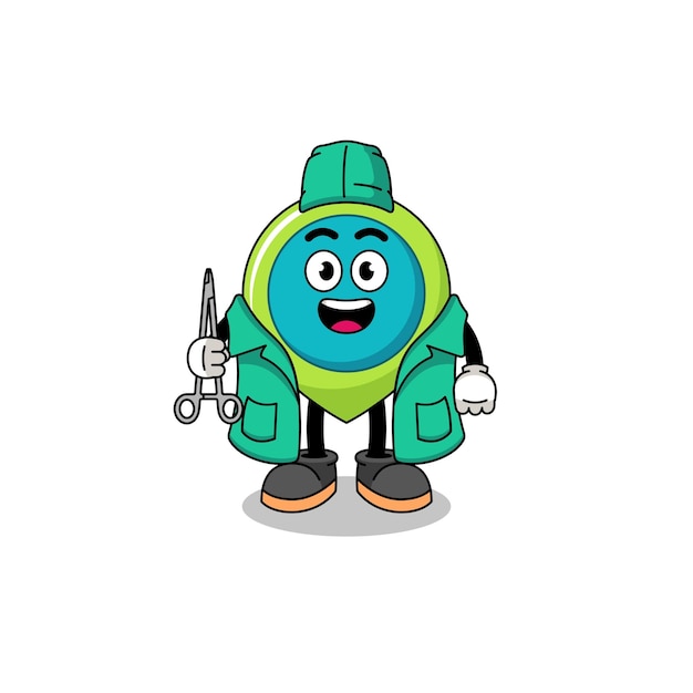 Illustration of location symbol mascot as a surgeon