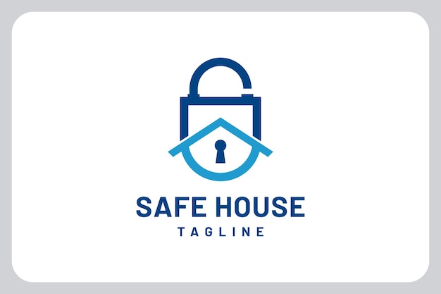 Illustration lock key Safe House logo design concept