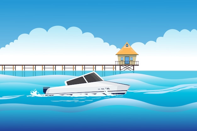 Vector illustration of the lodge on beach