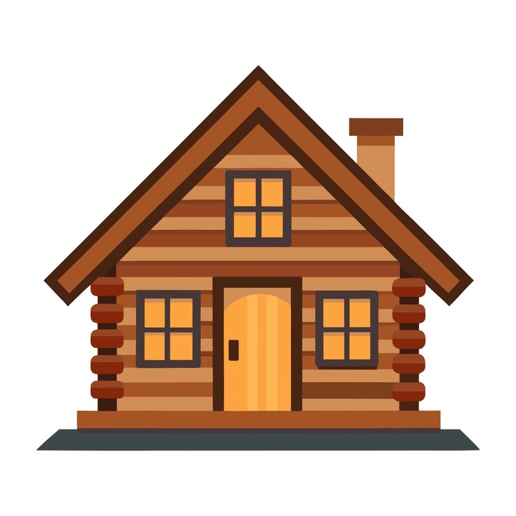 Vector illustration of log house isolated
