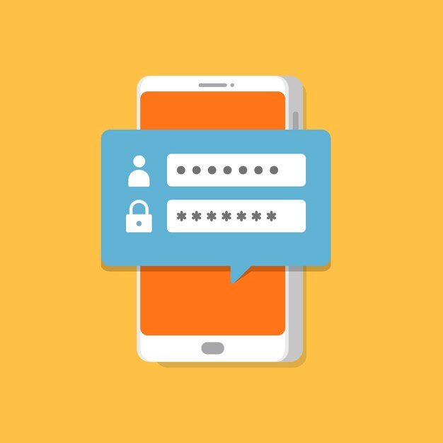Illustrazione di login su smartphone