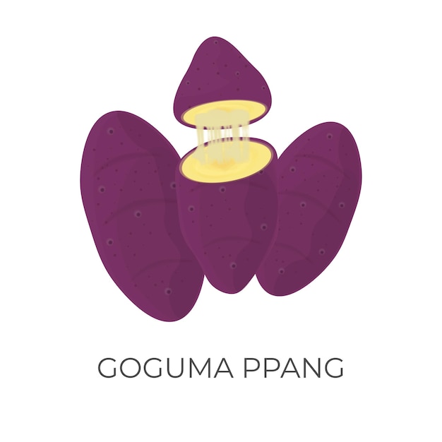 Вектор Иллюстрационный логотип корейского моти или гогума ппан с начинкой из расплавленного сыра моцарелла
