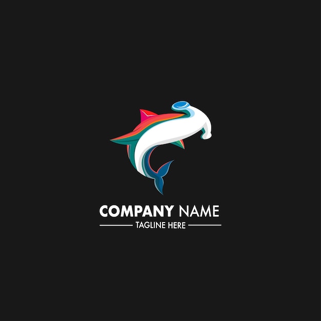 Illustration logo office shark colorful