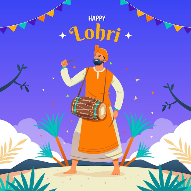 Illustration for lohri festival celebration