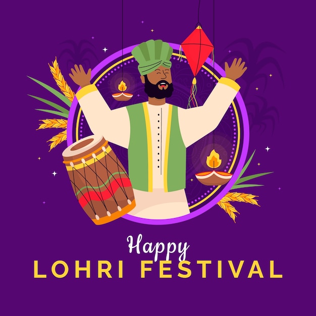 Vector illustration for lohri festival celebration