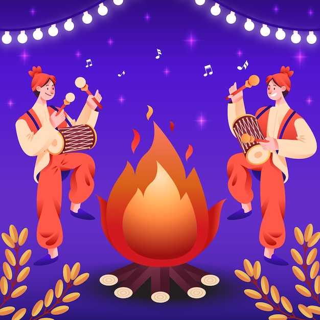 Illustration for lohri festival celebration