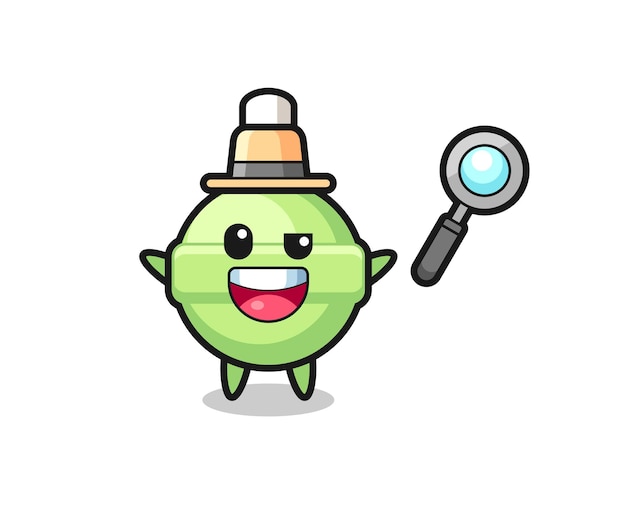 Illustration of the lollipop mascot as a detective who manages to solve a case