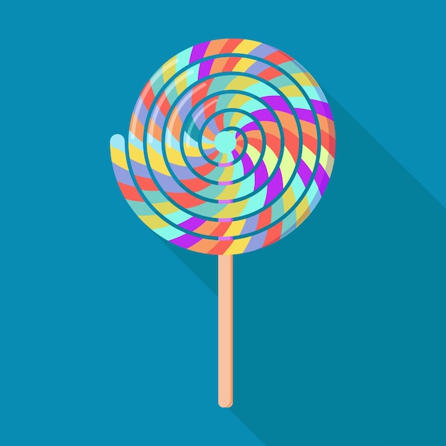 Illustration lollipop realistic multicolored spiral candies on a blue background