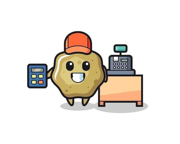 Illustration of loose stools character as a cashier