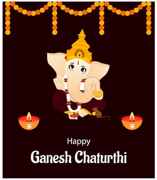 Illustration Of Lord Ganpati Background For Ganesh Chaturthi Festival Of India