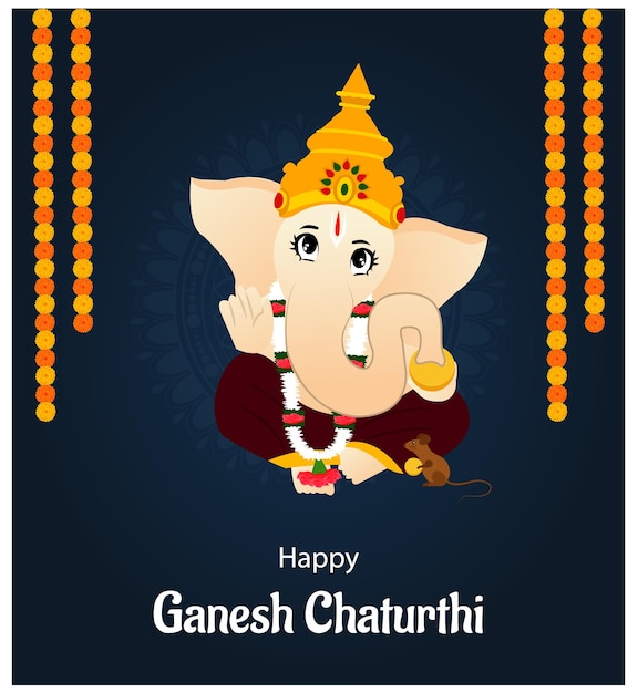 Illustration Of Lord Ganpati Background For Ganesh Chaturthi Festival Of India
