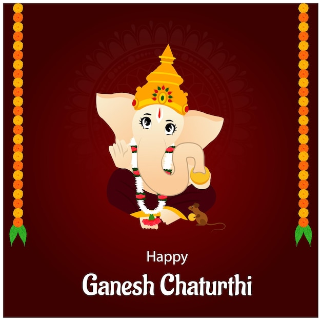 Illustration Of Lord Ganpati Background For Ganesh Chaturthi Festival Of India