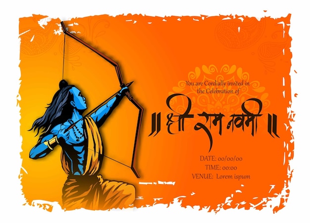 Illustration of lord ram on abstract background for ram navami festival of india