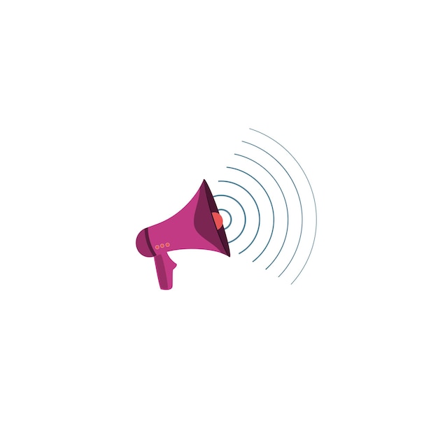 Vector illustration of a loud megaphone making new wonderful announcement to the public strong sound bullhorn drawing producing old amazing advertisements for everyone