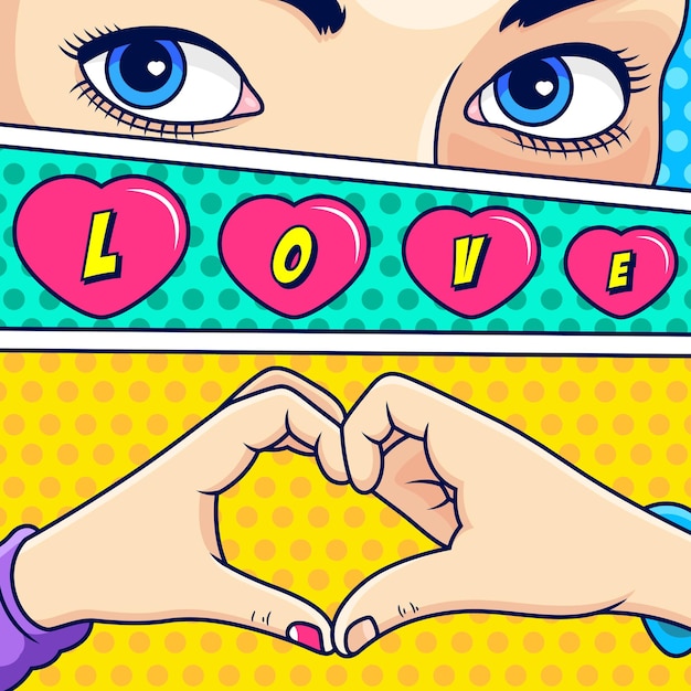 Vector illustration of love pop art vector. symbol icon concept isolated premium vector