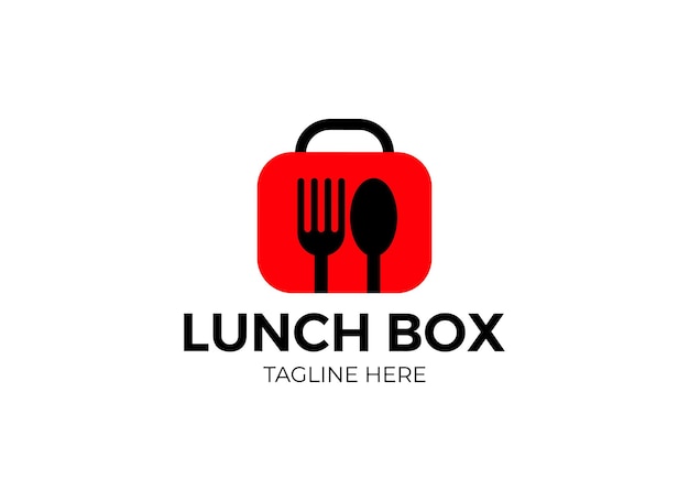 Illustration of a lunch box with a bowl and fork on it