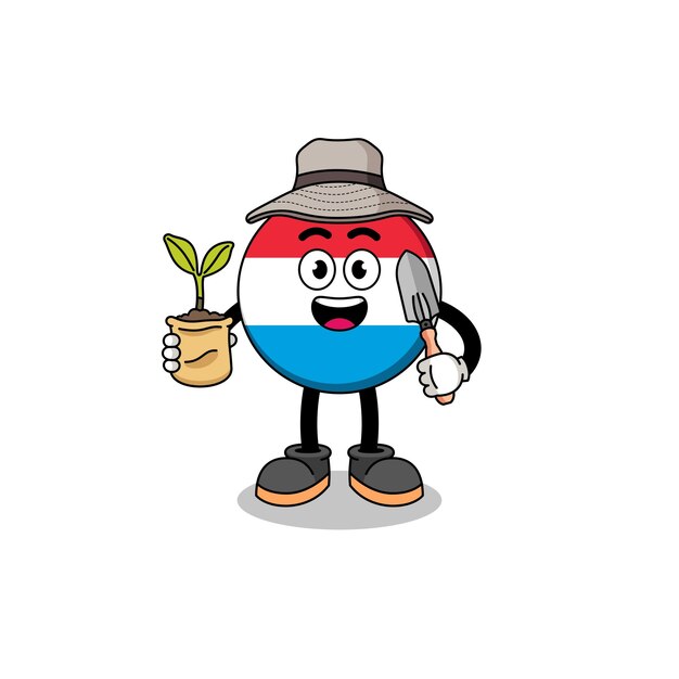Illustration of luxembourg cartoon holding a plant seed character design
