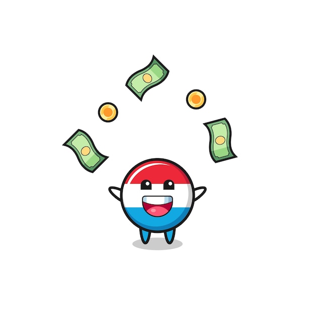 Illustration of the luxembourg catching money falling from the sky  cute design