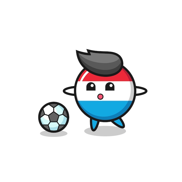 Illustration of luxembourg flag badge cartoon is playing soccer , cute style design for t shirt, sticker, logo element